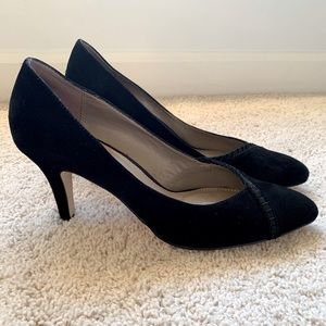 Black suede pumps